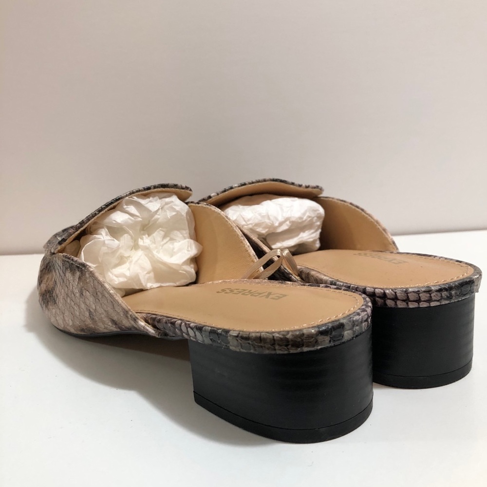 Snake Print Pointed Toe Slide In Mule Loafers - image 2